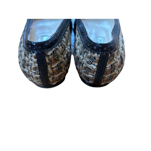 Oscar de la Renta Shoes Hills Flats Tweed leather brown Made in Italy  7.5 - Picture 5 of 9